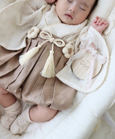 retro baby hakama waist flower《cotton flower×biscuit moca》