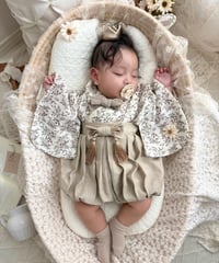 retro baby hakama waist ribbon《leaf coffee×greige》