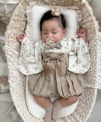 retro baby hakama waist ribbon《natural fleur×antique beige》