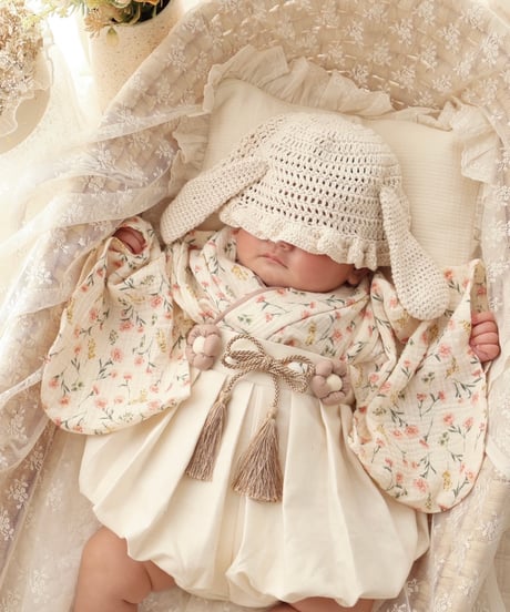 retro baby hakama waist flower 《retro flower×natural white》
