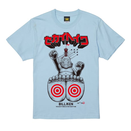 【ビリケンさん × Akihiro NiSHi 】セカイヘイワ BILLIKEN Tee (ライトブルー）※公式ライセンス商品
