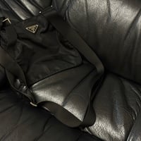 prada nylon logo shoulder bag black
