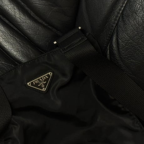 prada nylon logo shoulder bag black