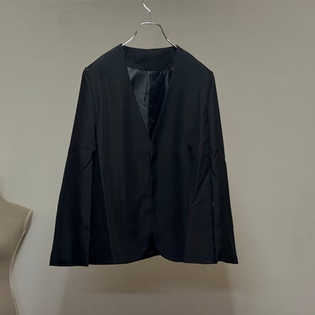 factory sample collarless jacket black