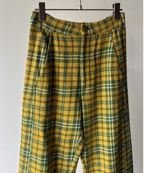 cotton check wide pants