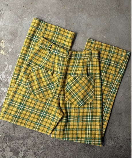 cotton check wide pants