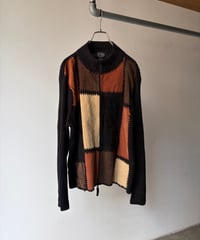 Suede Switching high neck knit jacket