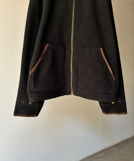 “Polo by Ralph Lauren” piping leather fleece double zip jacket