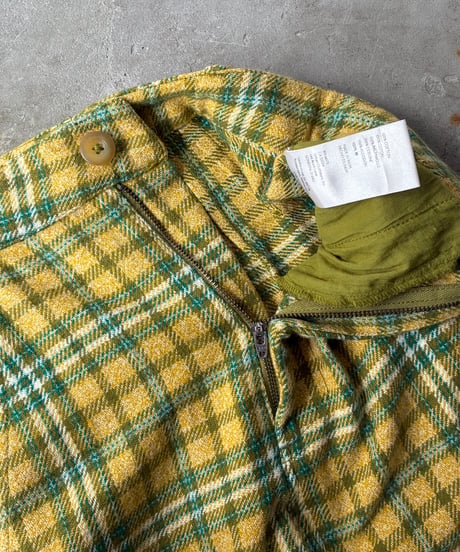 cotton check wide pants
