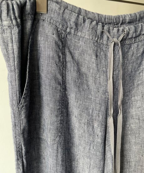Linen Shimohuri Blue Easy Pants