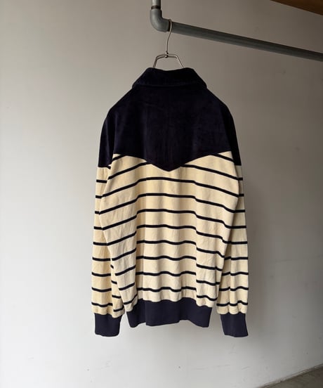“adidas” Velours Zip Polo Shirt