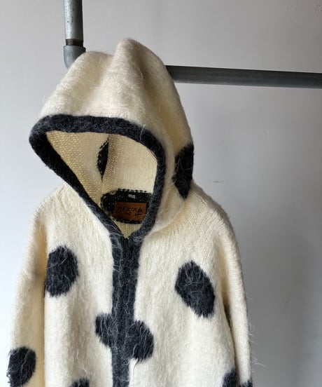 Dot zip knit parka