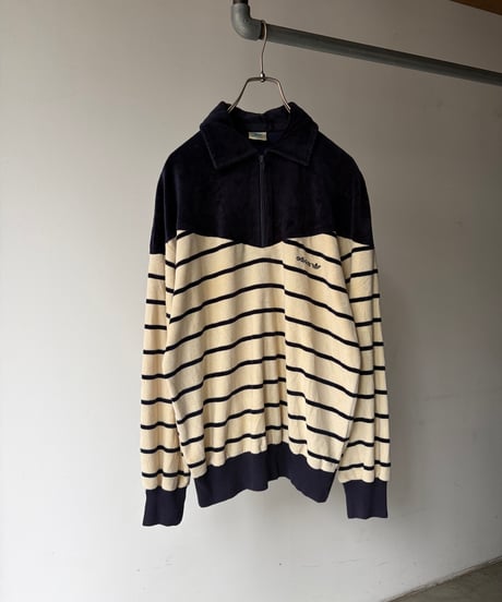“adidas” Velours Zip Polo Shirt