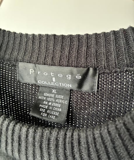 Suede switching knit pullover