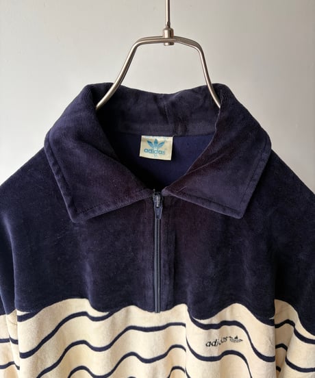 “adidas” Velours Zip Polo Shirt