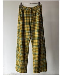 cotton check wide pants