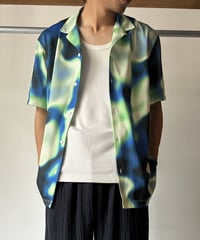 Abstract Mesh Open Collar Shirt