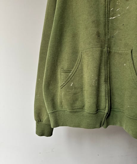 “Boro” damage zip sweat parka
