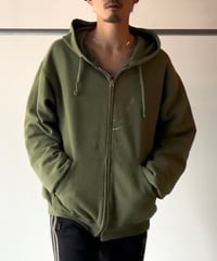 “Boro” damage zip sweat parka