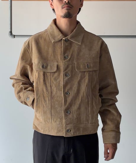 “Gap Blue Jeans” suede trucker jacket