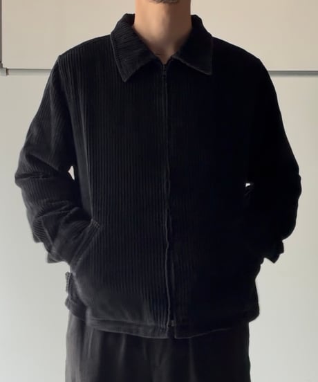 Black Corduroy Zip Shirts Jacket