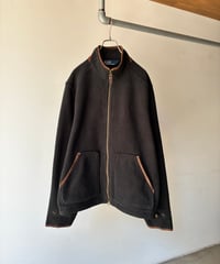 “Polo by Ralph Lauren” piping leather fleece double zip jacket