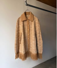 Wool knit fringe cape
