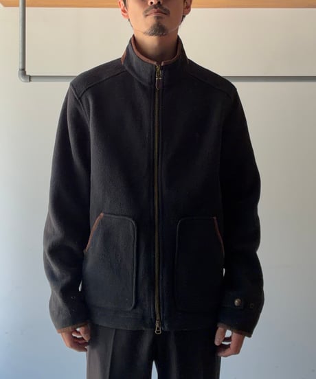 “Polo by Ralph Lauren” piping leather fleece double zip jacket