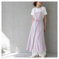 【22色】ふっくら厚み2倍のとろみダブルガーゼの前スリット美シルエットエプロンドレス／ダブルガーゼエプロン／ドーンピンク