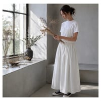 そのままお出かけリネンエプロン／おうち時間もお洒落に過ごす柔らコットンリネンギャザーエプロン／オフホワイト