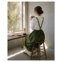 そのままお出かけリネンギャザーエプロン／おうち時間もお洒落に過ごすコットンリネンエプロン／アイビーグリーン