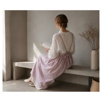 そのままお出かけリネンエプロン／おうち時間もお洒落に過ごす柔らコットンリネンギャザーエプロン／ドーンピンク