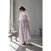 ふっくら厚さ2倍のとろみダブルガーゼのギャザーたっぷりエプロン／お出かけダブルガーゼエプロンワンピース／ドーンピンク