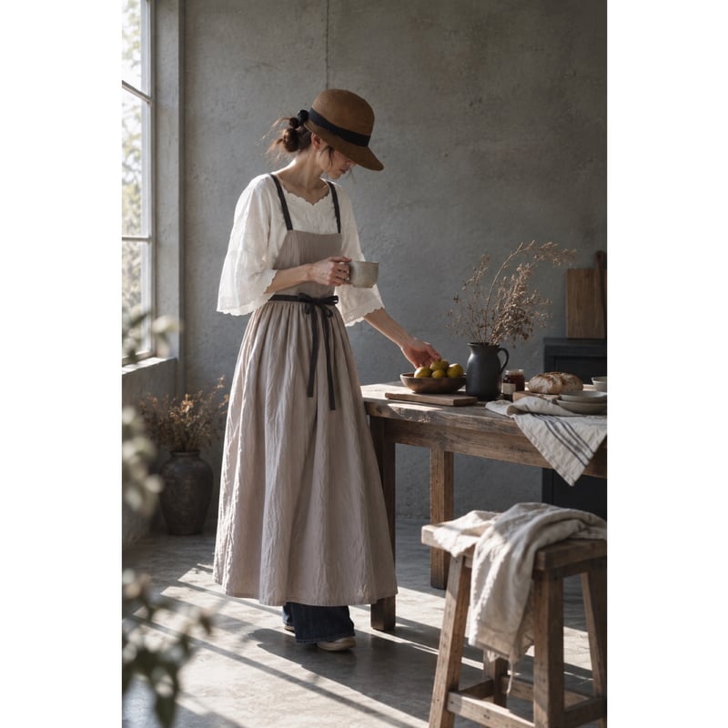 Double Gauze Gathered Apron／「働く日も、暮らす日も。 一日を、その