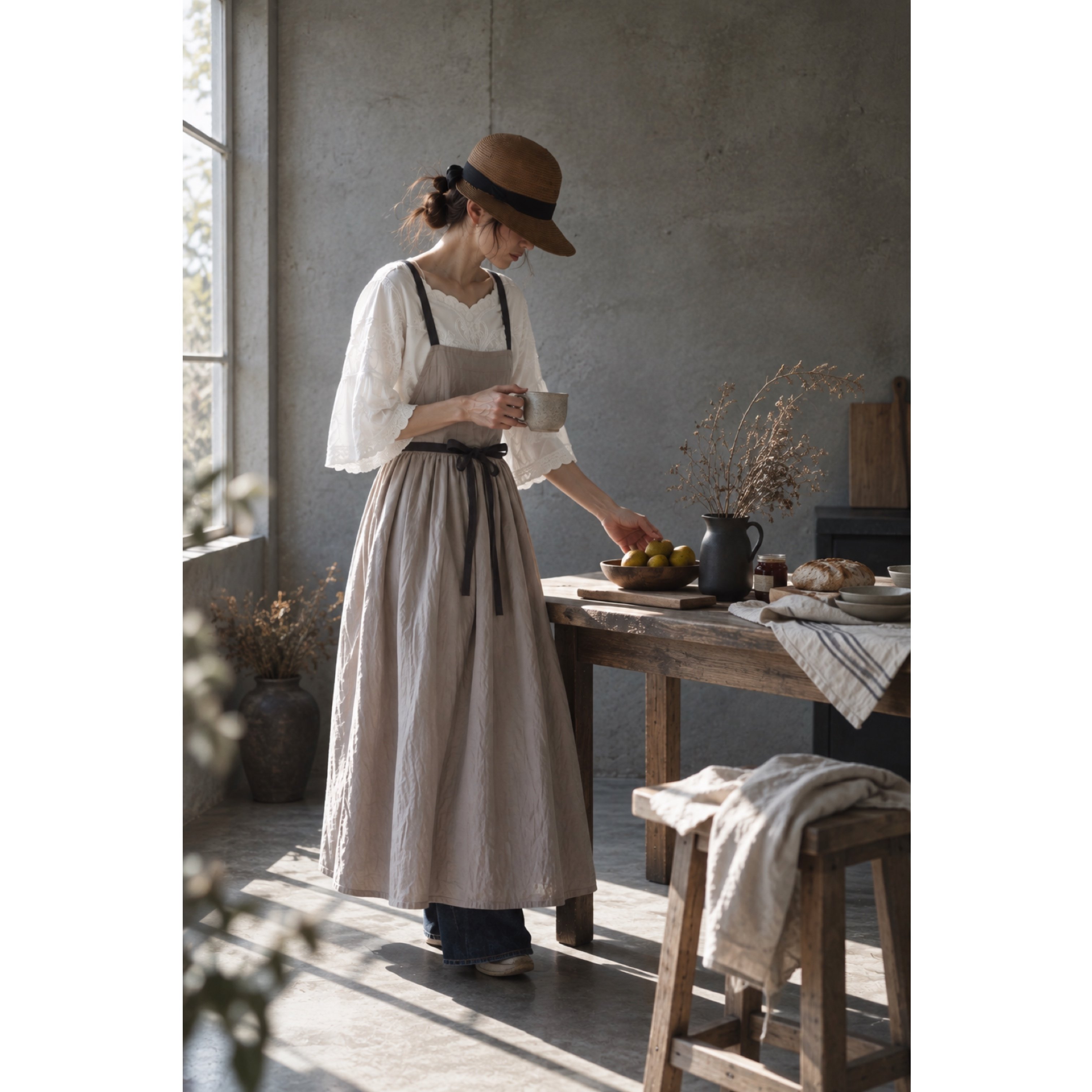 Double Gauze Gathered Apron／「働く日も、暮らす日も。 一日を、その