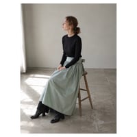 リネンギャザーカフェエプロン／おうち時間もお洒落に過ごすコットンリネンエプロン／ノーブルミント