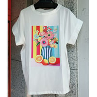 【XS〜Mサイズ】イタリアインポートTシャツ　フラワーベース