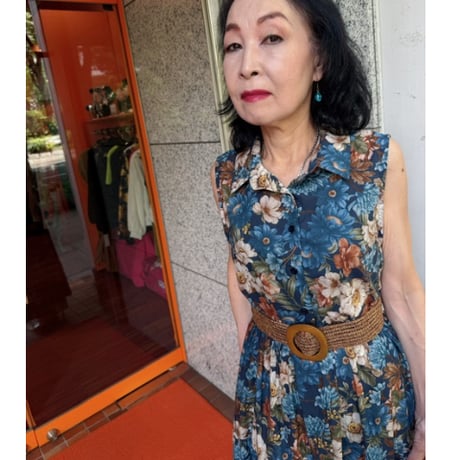 【S〜Lサイズ】イタリアインポートノースリーブ花柄ティアードワンピース