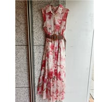 【S〜Lサイズ】イタリア襟付きノースリーブ花柄ワンピース
