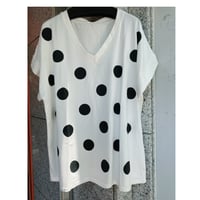 【大きいサイズ】イタリアインポートTシャツ　Vネック水玉