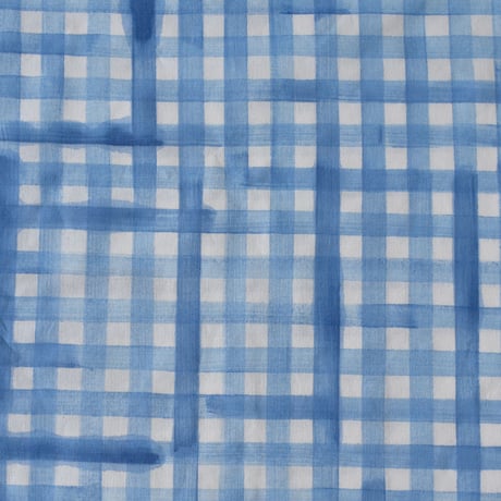 アケモドロ　型染め手ぬぐい　格子　gray・blue・orange