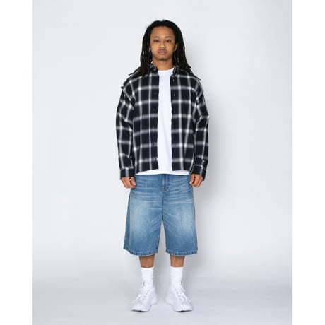 APPLEBUM / CUT OFF OMBRE CHECK SHIRT