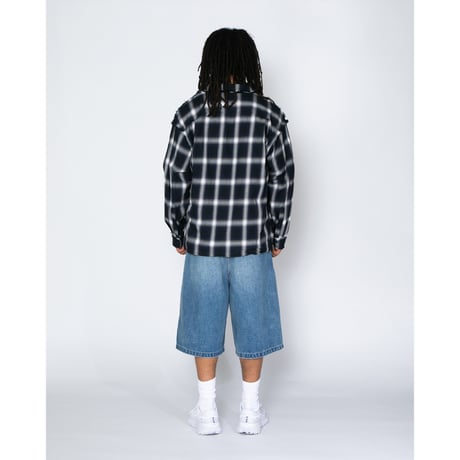 APPLEBUM / CUT OFF OMBRE CHECK SHIRT