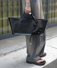 Leather Wide Tote Bag
