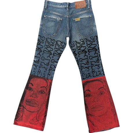 【used】Overprinted denim pants