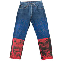 【used】Overprinted denim pants