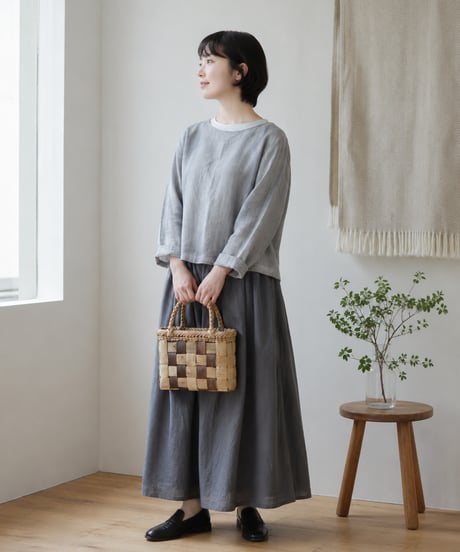 『表皮×裏皮 コンパクト2』胡桃樹皮のかごバッグ 横幅22cm (オズのかごバッグ)