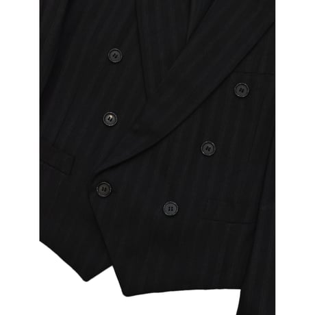 EURO Vintage Shadow Stripe Cropped Double Breasted Tailored Jacket