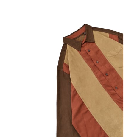 Faux Suede Touch Color Block L/S Shirt