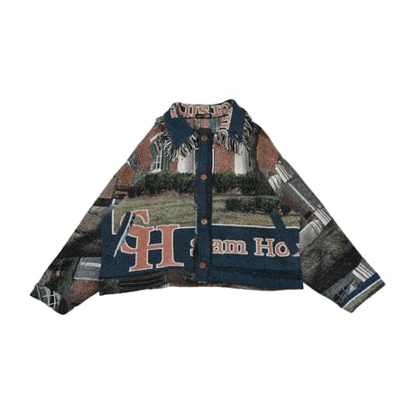 ”Remake by VERS” Fringe Collar Rug Jacket -Two Faces-